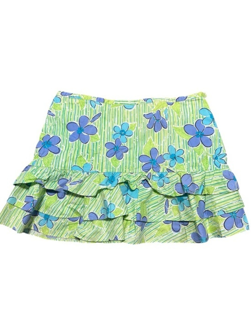 Lilly Pulitzer Vintage Women’s Size 4  Hula Sea Spray Grass Mini Ruffled Skirt